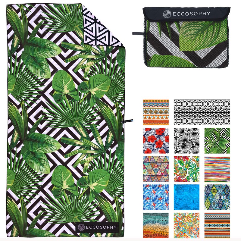 ECCOSOPHY Microfiber Beach Towel -Sand Free Towels are Quick Dry, Light Weight, Super Absorbent-Perfect Pool, Travel, Cruise, Camping Essentials-Oversized Extra Large for Adults (Madagascar) - Image 1